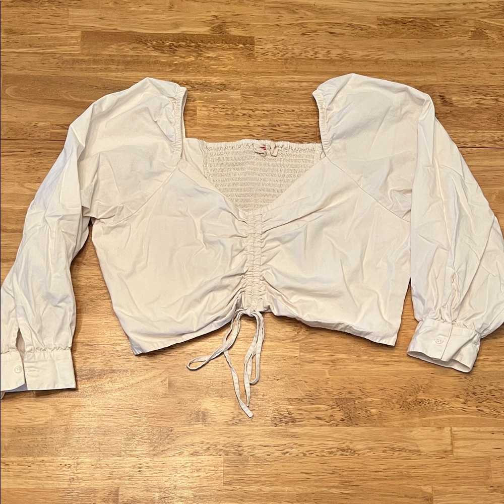 Levi's White Ruched Long Sleeve Top